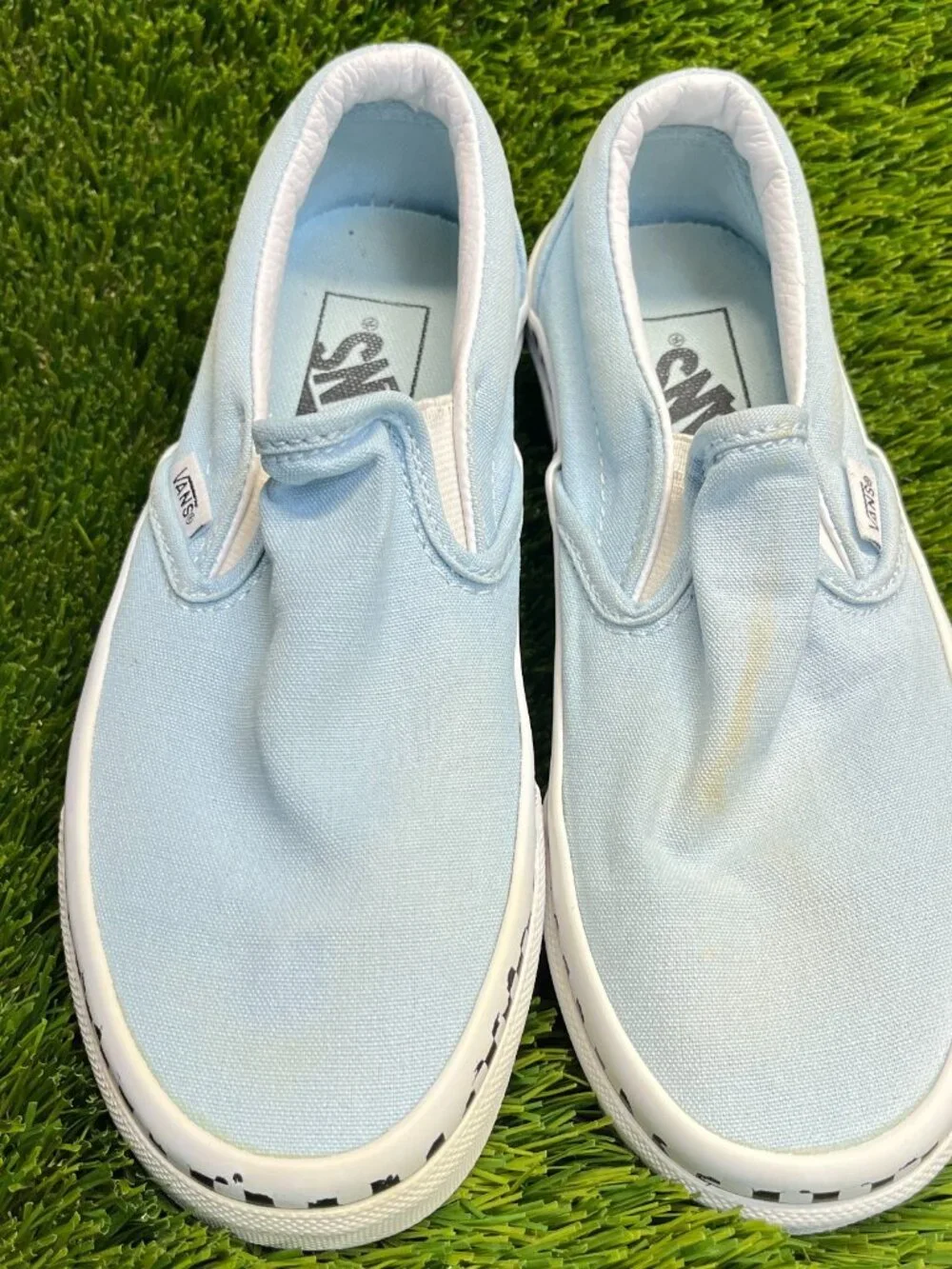 Vans Classic Slip-On Womens Size 5 Blue White Athletic Skateboard Shoes Sneakers